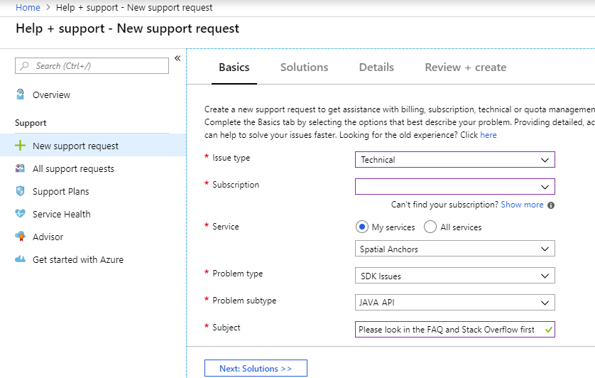 Azure Emergency Ticket Support